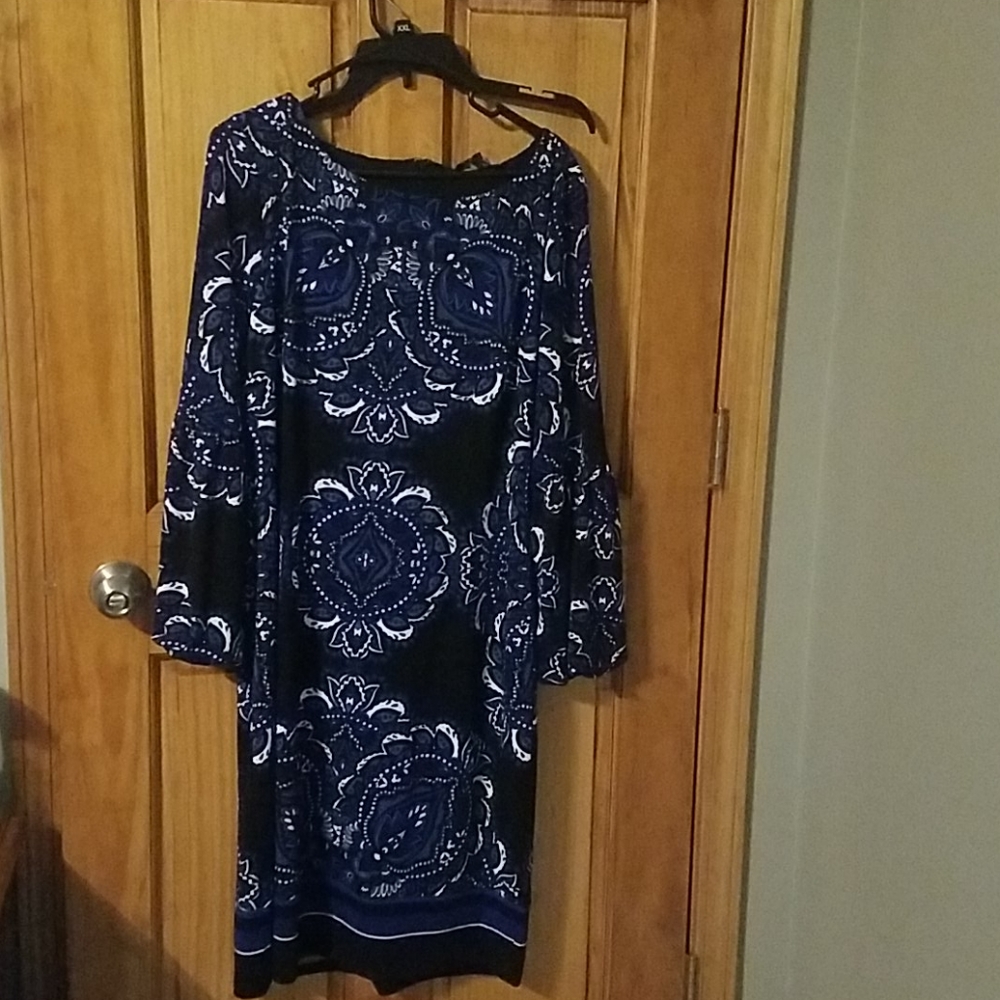 INC Women’s Blouson-Sleeve Sheath Blue Dress - XL
